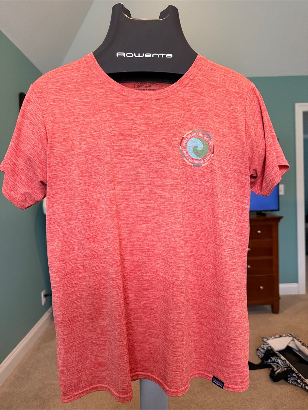 Patagonia Coral Heather Short-Sleeve Crew Tee with Wave Emblem